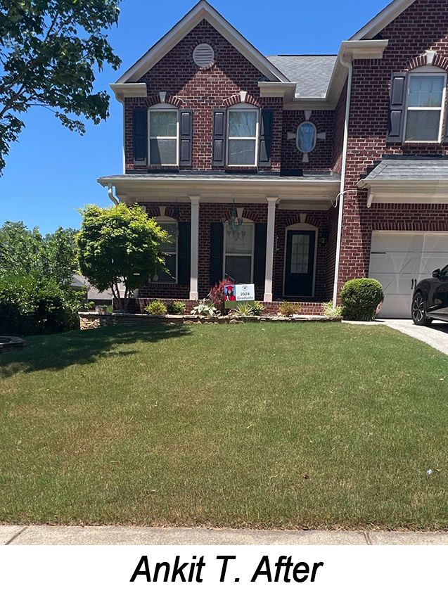 A house, specifically its lawn, after it has been serviced by Absolute Green Lawn Care